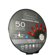 Celebrations Platinum LED CHRISTMAS Light Set 50 Mini Bulbs 15 Yr RED