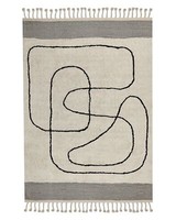 Teppich Aus Baumwolle Beige Und Schwarz Modernes Wohnbereich Abstraktes Design 1