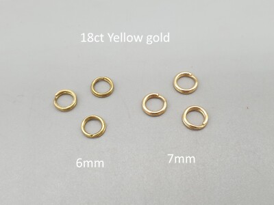 18kt Gelbgold Spaltring 6mm 7mm 18K Massivgold Charm Sicherheit Befestigung Glied 1 Stck.
