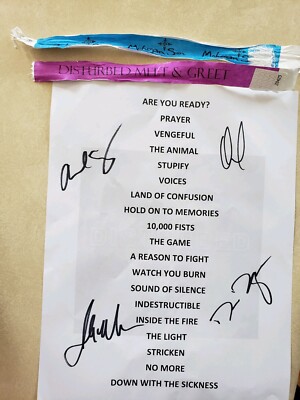 Disturbed Signed Set List  Evolution Tour 2019