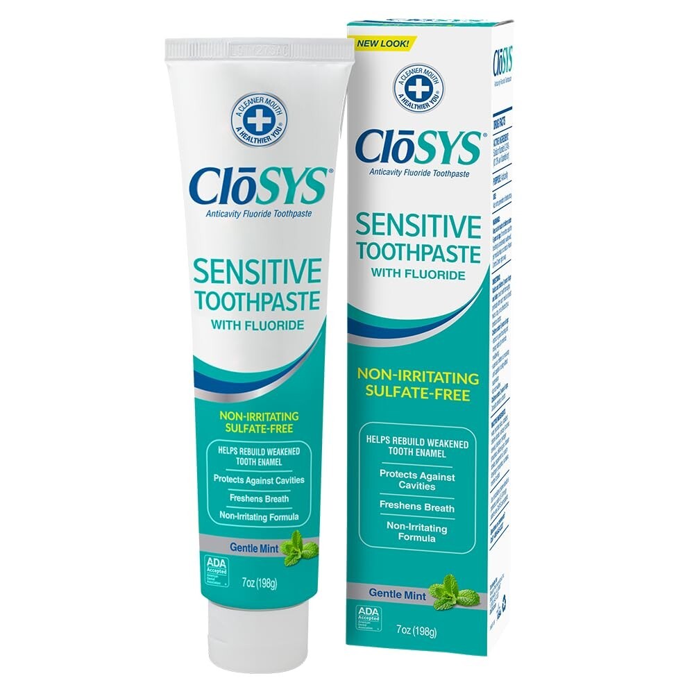 CloSYS Fluoride Toothpaste, 7 Ounce, Gentle Mint, Whitening, Enamel Protecti...