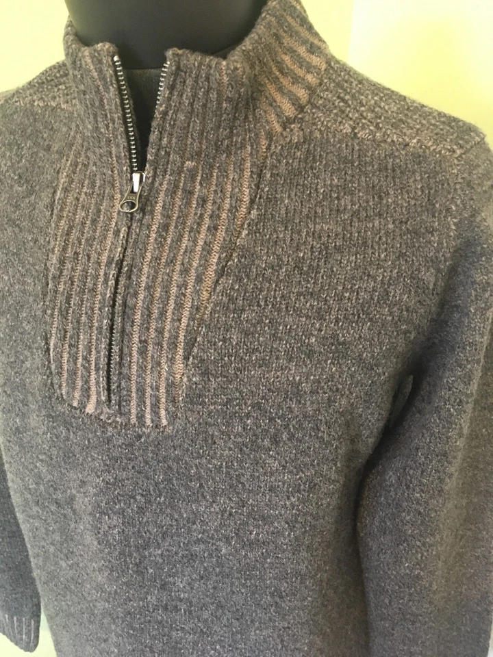 BNWT Pronto Uomo Charcoal Grey Heavy Weight Wool Sweater 1/2 Zip New - Image 3 of 4