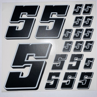 Matte Black-w/White Outline Black Shadow #5's  Racing Numbers   1/10-1/12 L3