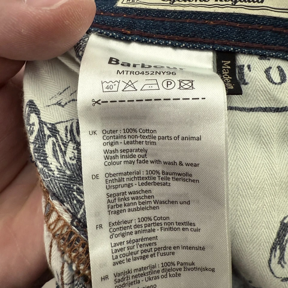 Pantalones de mezclilla Barbour para hombre 34x32 (34x30) azul ciclón regular pierna recta bigote Foto 4 de 4