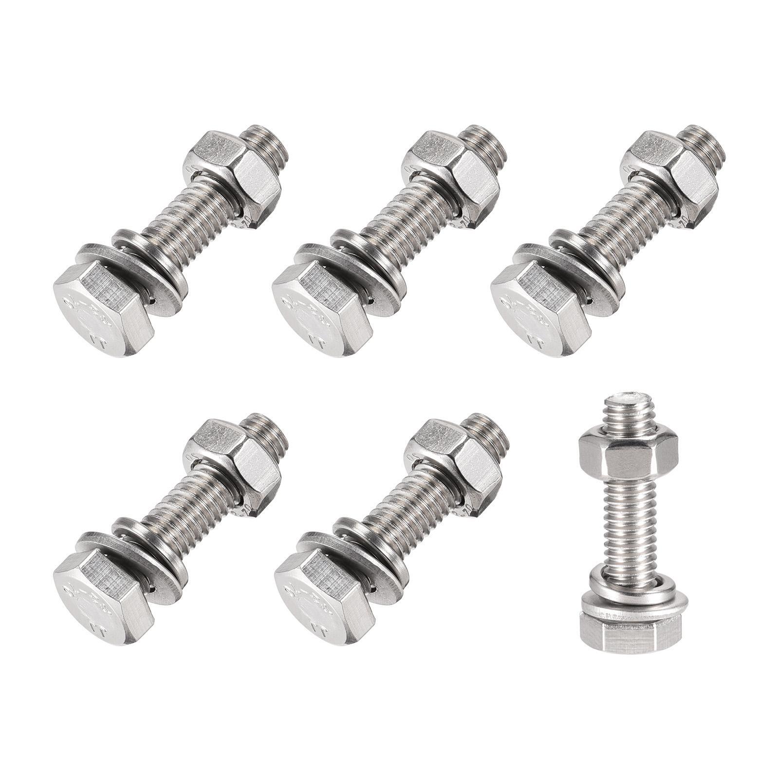 Hex Head Screws Bolts, Nuts, Flat & Lock Washers Kits (M6x25mm) 6Sets