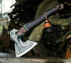 Handmade Rosewood Viking Axe Carbon Steel Blade Hunting Camping Outdoor Norse.