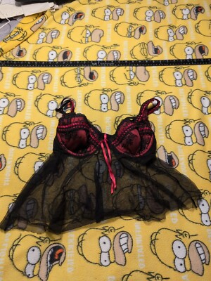 Delicates Red Black Women's Lace Corset Size M Padded