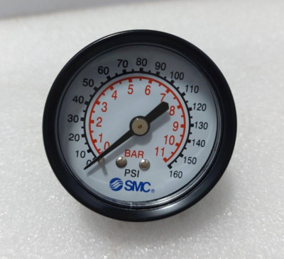 SMC 537426 Druckmesser / 0 Bis 160 PSI, 0 Bis 12 Bar / ¼ Anschluss Rückseite