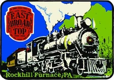 #2104 (1) Vintage Rockhill PA East Broad Top Sticker Luggage Label Laminated