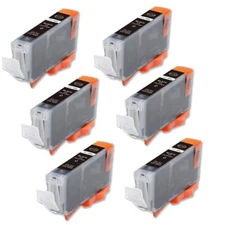 6 BLACK Replacement Ink + chip for CLI-8BK MX850 iP6600 iP6700 iP4500 iP4300
