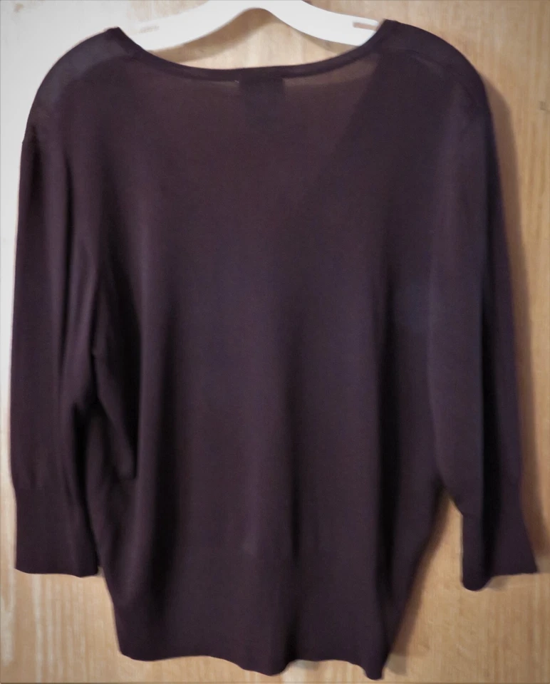 Top para mujer George marrón XL abotonado transparente cuello en V manga 3/4 nailon mezcla de rayón Foto 2 de 2