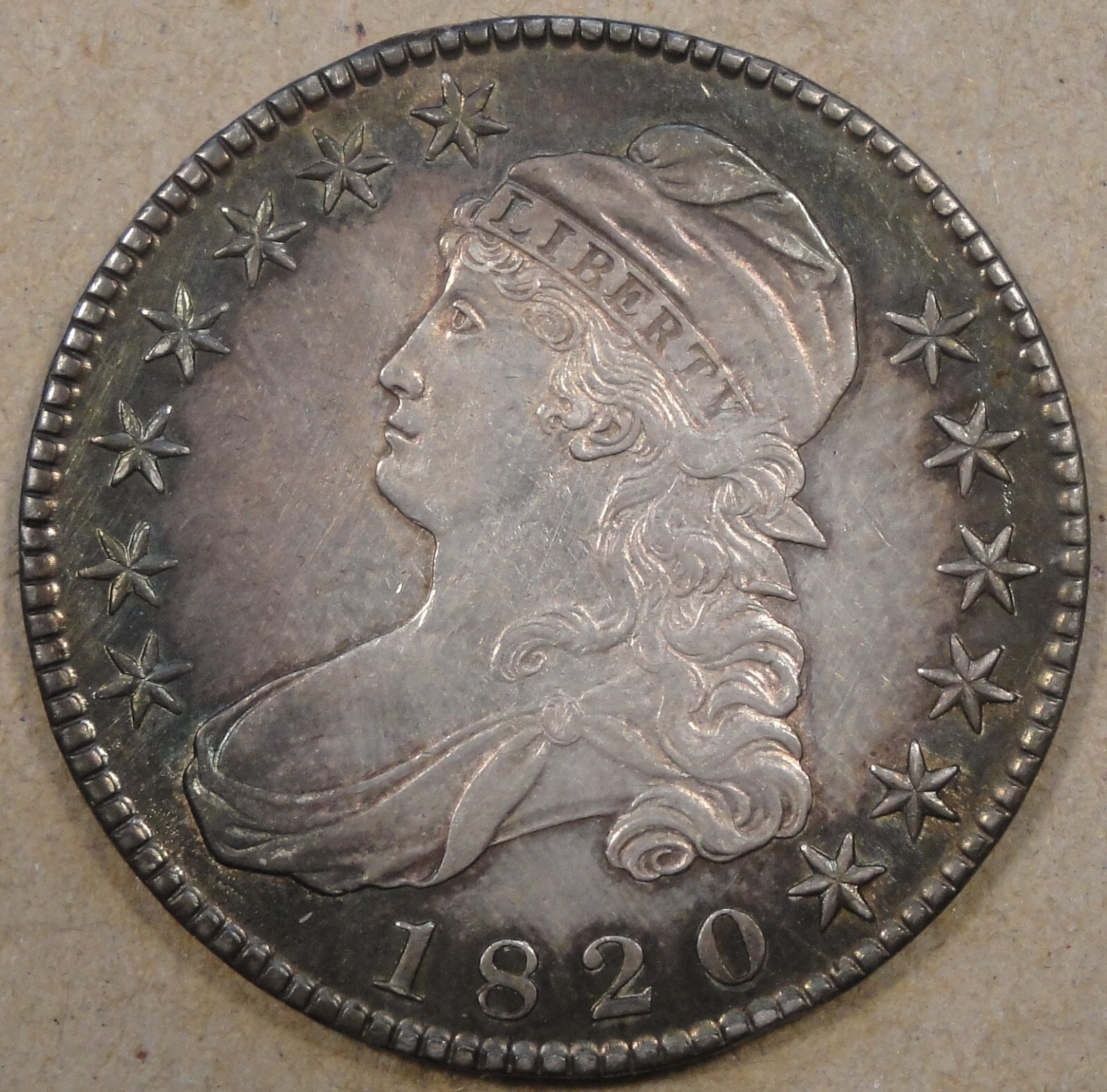 1820 Capped Bust Half 50c Nice AU+
