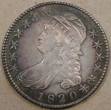 1820 Capped Bust Half 50c Nice AU+