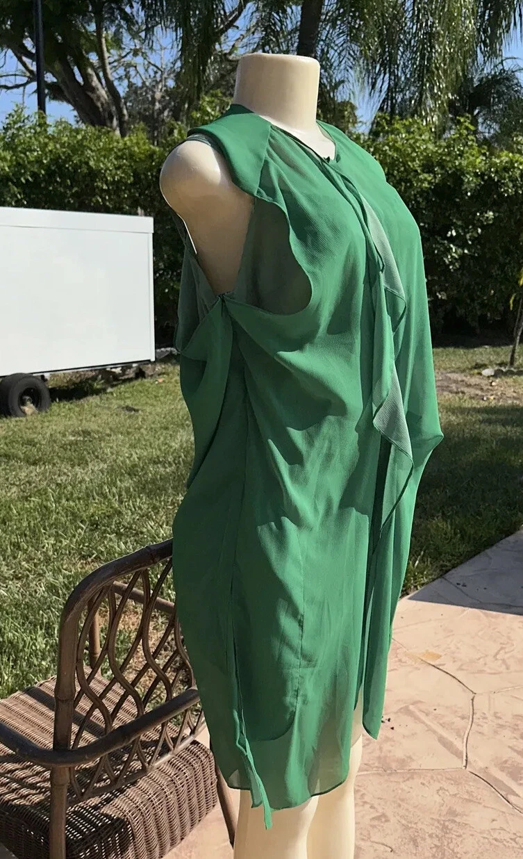 Acne STUDIOS ABITO SLIP VERDE ALEXIS CONTR PSS13 CON VOLANT Tg 40