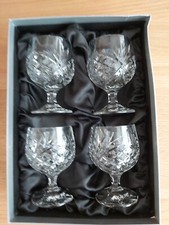 Set Of 4 Caledonian Argyle 24% Lead Crystal Brandy Glasses 240 ml 13cm Tall
