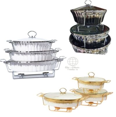 Luxus Keramik Chafing Dish Speisenwärmer Ständer Buffets Partygeschirr 3er Set