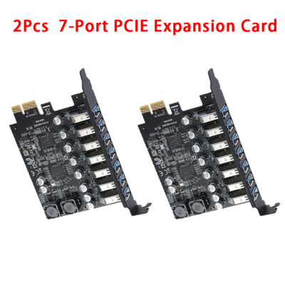 2 Pcs 7-Port PCIE Expansion Card PCIE To USB3.2 Expansion Card 5Gbps for PC USA