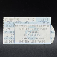 OZZY OSBOURNE CONCERT TICKET STUB, DEC 10 1988, CENTRUM IN WORCESTER