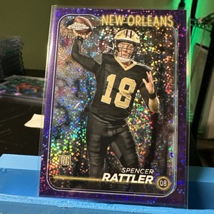 2024 Topps Chrome - Rookies Spencer Rattler #213 Purple Refractor /275 (RC)