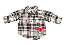 Lightning McQueen Windowpane Plaid Button Down Shirt Disney Baby Sz NB