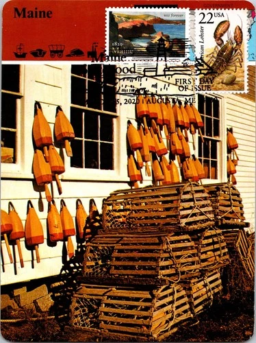 Dr Jim Stamps Maximum Card Maine 1820'S Forever American Lobster 22C Combo Fdc