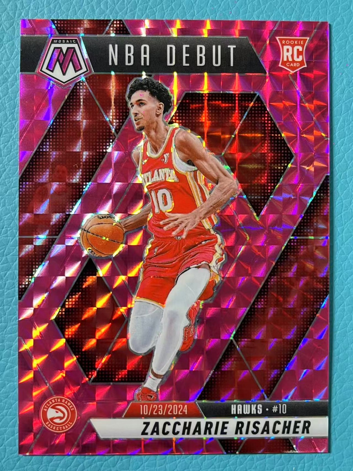 Zaccharie Risacher 2024-25 Panini Mosaic 153/175 Pink NBA Debut RC Hawks #269