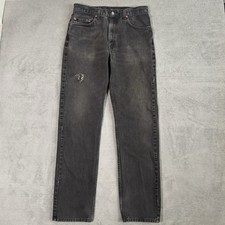 VTG Levi  s 505 Jeans Mens 34x34 Black Distressed Faded Straight Leg 90s Grunge