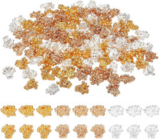 120 Pcs 3 Colors Gold Stamen Alloy, 7X6.5Mm 3D Nail Charms Metal Flower Nail Art
