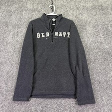Old Navy Sweatshirt Mens Large Gray Fleece Pullover 1/4 Zip Mock Neck Logo