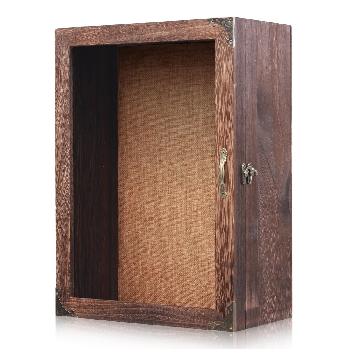 Deep Shadow Box Frame 11x16, Rustic Carbonized Wood Display Case