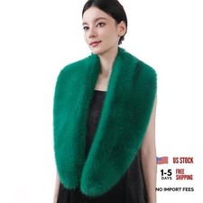 Women's Faux Fur Collar for Winter Coat, Soft Neck Warmer 100cm Light Green