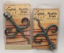 Set of 2 cast Steel Cassidy West Rustic Iron Drapery Hardware #710A-16 NEW 2PK