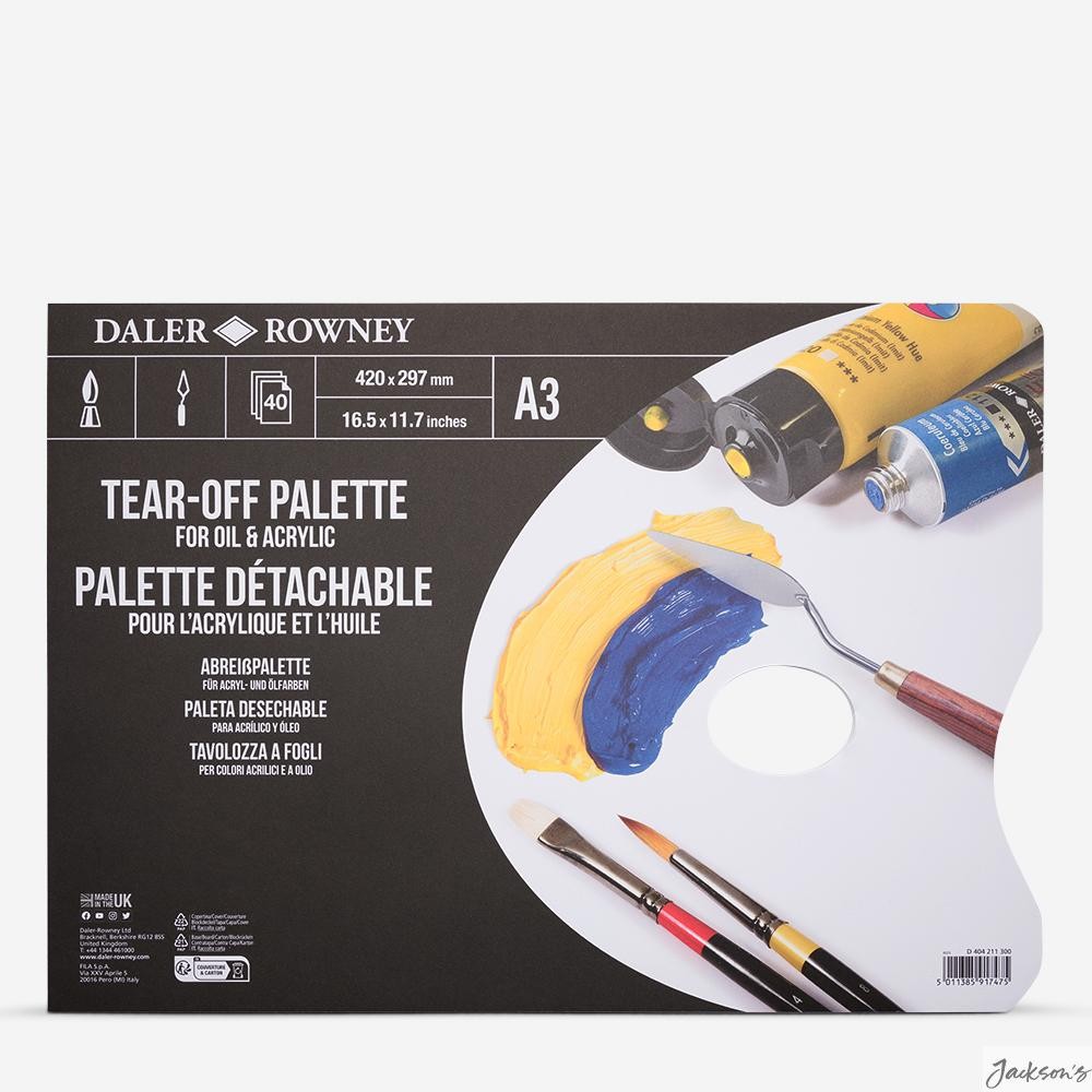Daler-Rowney Tear Off Palette Paper 40 Sheets A3 For Acrylic And Oil Paints