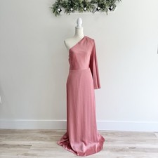 Sachin & Babi Keely one-shoulder Pink Satin Gown Size 12