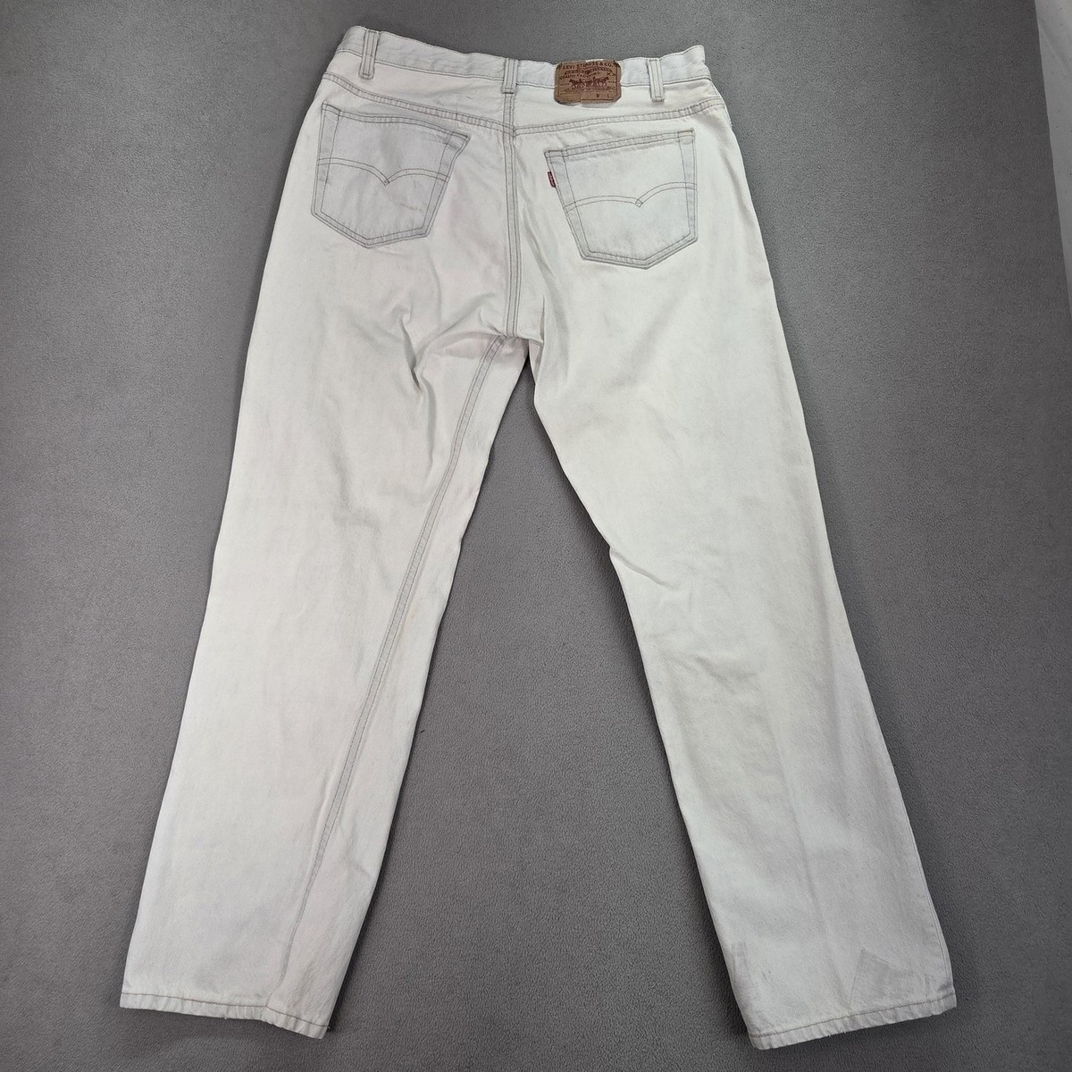 Vintage Levis 501 Jeans Mens White Made USA Straight Button Fly