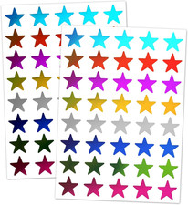 8 Colors, 1000 Pack, Foil Star Metallic Stickers, 0.6" Diameter