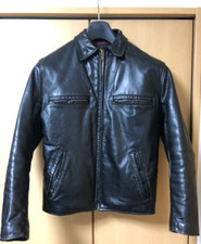GOLDEN BEAR Black Tag Leather Jacket Vintage Riders Size M US S Zip From Japan