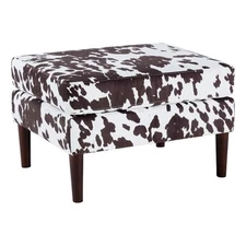 Designs4Comfort Marlow Mid Century Ottoman in Brown Cowhide Print Fabric