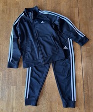 Adidas Boys Athletic Suit Pants/Jacket Size 6 Black w/ White Stripe