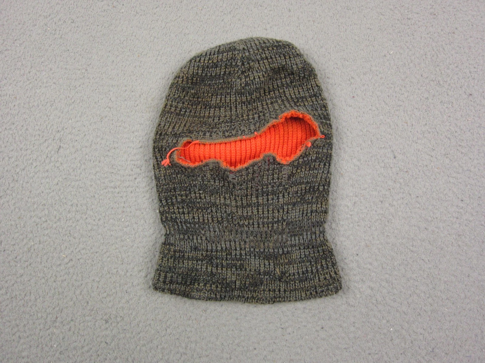 Vintage Balaclava Hat Mens Gray Orange Reversible Knit Ski Winter Hat 90s