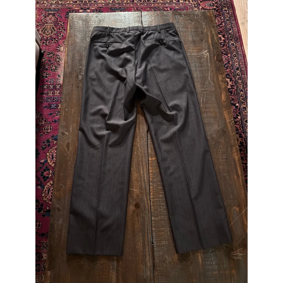 Incotex pin stripe wool dress pants men’s sz 34x30 gray white - Image 3 of 4