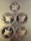 lot of 5 1 oz. Silver Rounds Sunshine Mint .999 Fine Silver