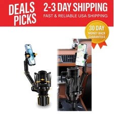 Adjustable Car Cup Holder Expander & Phone Holder - Dual Function Design