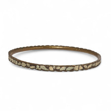 Vintage India Brass Inlay Bangle Blue Mosaic Boho Stackable Raj Bracelet