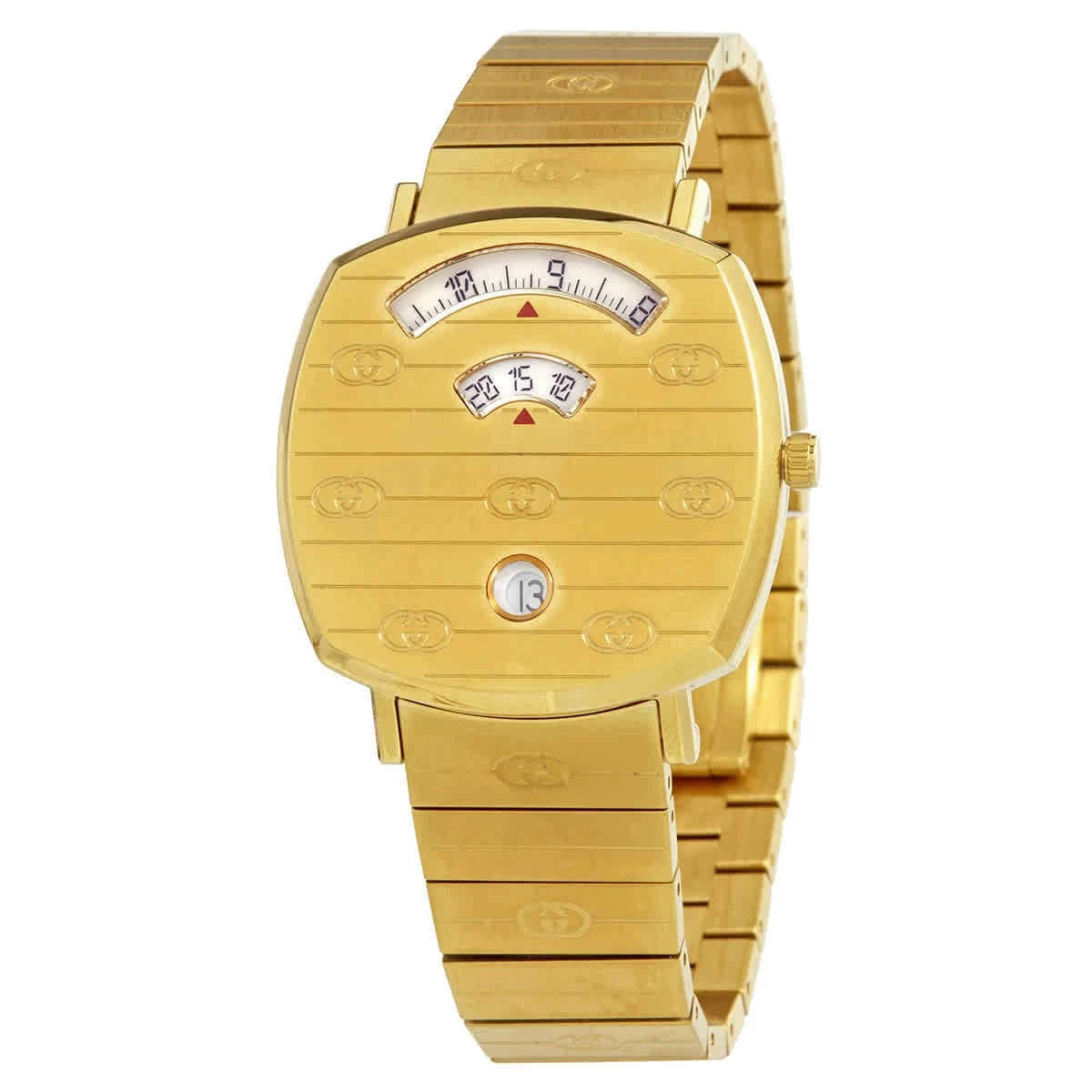 Orologio donna Gucci Grip quarzo quadrante bianco tono oro giallo YA157403