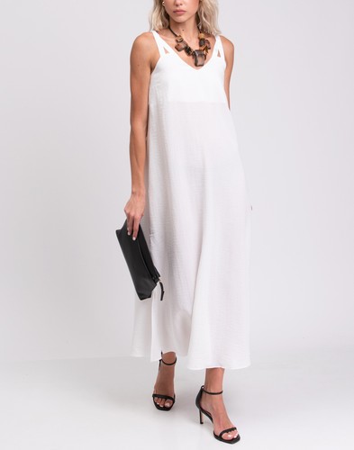 ARMANI EXCHANGE Midi Dress US2 UK6 IT38 XS White Logo Sleeveless Scoop Neck - Picture 3 of 11