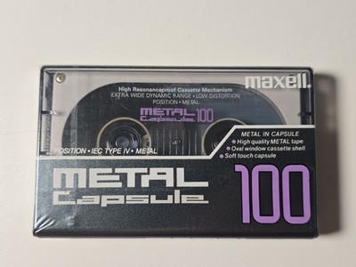 NEW Maxell METAL Capsule 100 Minute IEC Type IV Blank Audio Cassette Tape