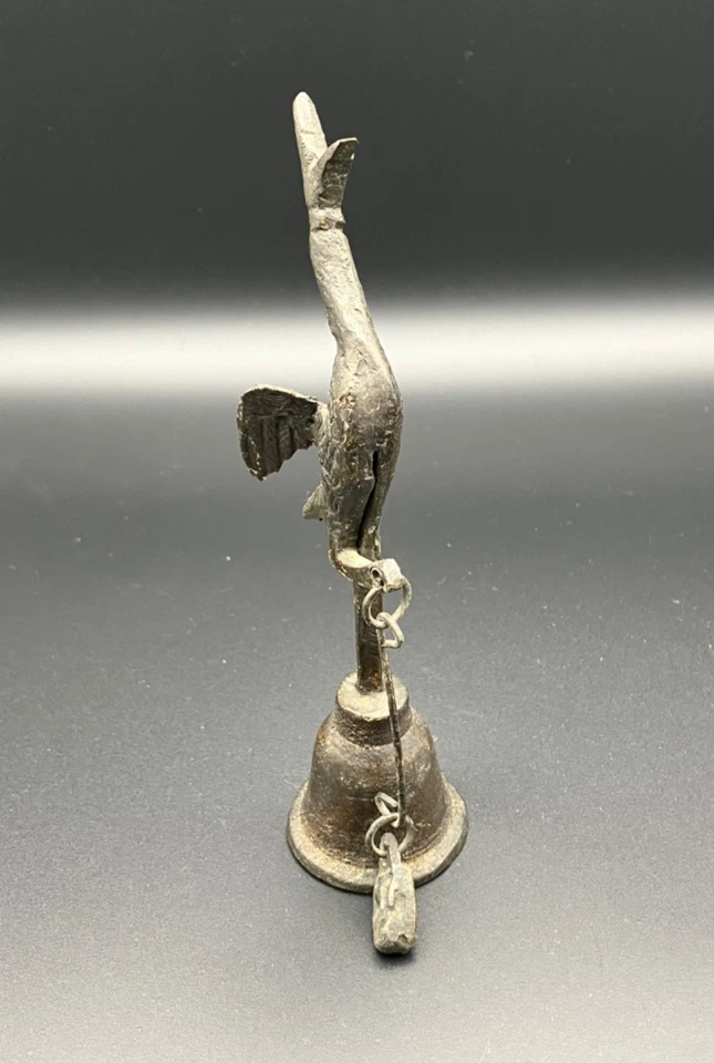 Vintage Bronze Crane Desk Bell /Heron Hand Bell - 14cms tall - Image 2 of 4