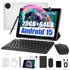 Tablet 10 inch Android 14 Tablets with Keyboard Set, 20GB RAM 128GB , White 