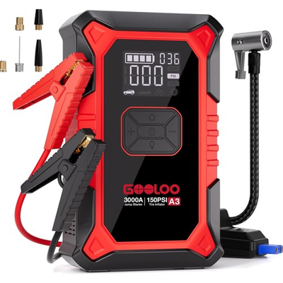 #ad Jump Starter Air Compressor Lithium Polymer 3000A 12V Portable Car Battery $127.39